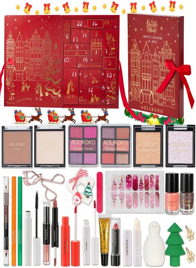 AOLIKOKO Makeup Advent Calendar 2025 for Women & Teen Girls, Xmas Countdown Calendar, 24 Days Christmas Gift Sets Full Makeup Kit Gift - Image 1
